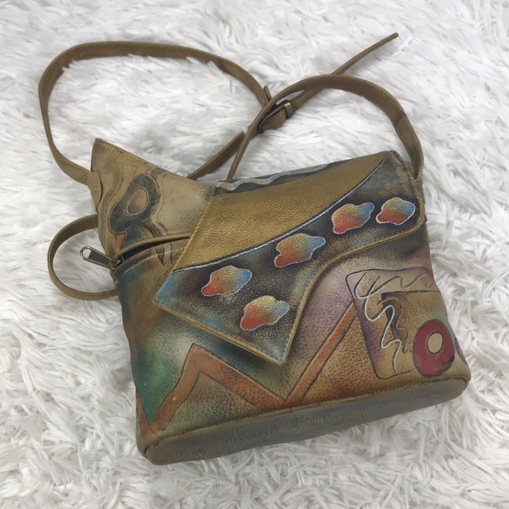 Anuschka Hand Painted Leather Crossbody Purse - Picture 3 of 16